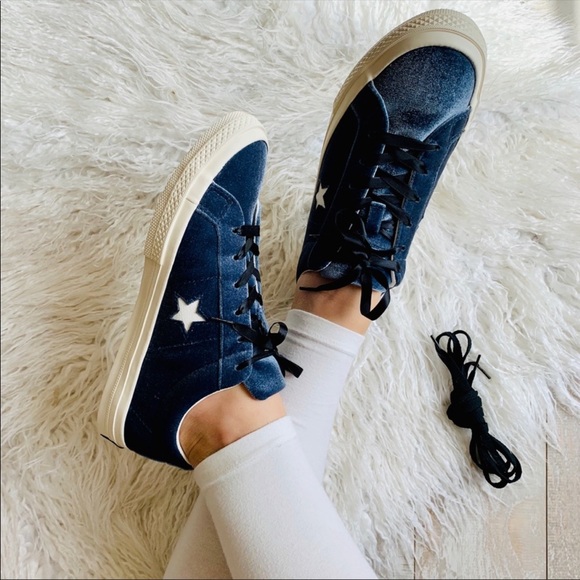 NWT Converse ID Custom Low Tops Velour Blue - Picture 2 of 8